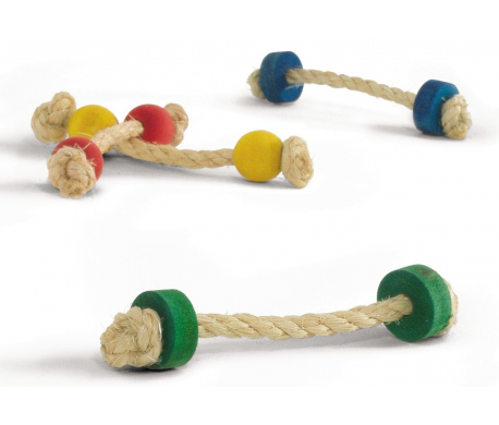Hamstertouw met houten speeltjes Hamstertouw met houten speeltjes