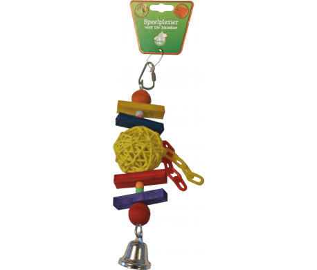Vogelspeelgoed rattan bal met stok en bel Vogelspeelgoed rattan bal met stok en bel