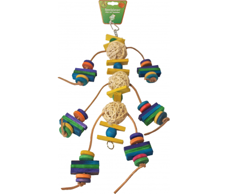 Vogelspeelgoed rattan 3 bal met leer en hout Vogelspeelgoed rattan 3 bal met leer en hout