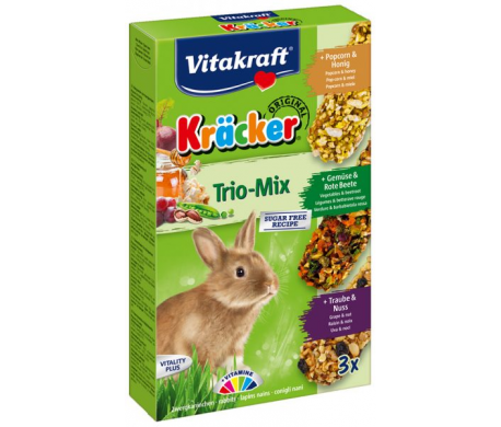Vitakraft Kräcker Konijn 3 in 1 Popcorn/Groente/Noot Vitakraft Kräcker Konijn 3 in 1 Popcorn/Groente/Noot