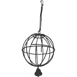 Metalen hooibal + bel 8 cm Zwart