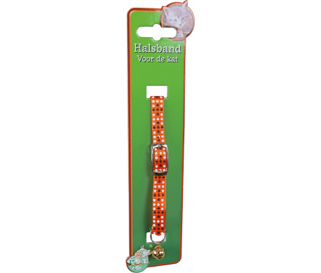 Kattenhalsband nylon gestipt (oranje) Kattenhalsband nylon gestipt (oranje)