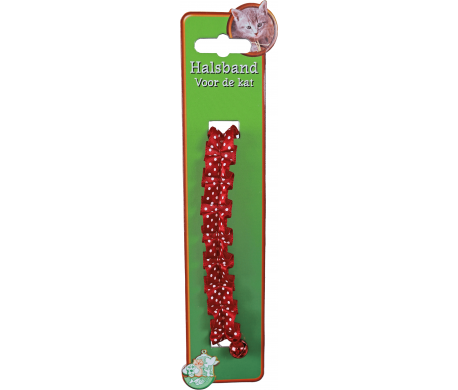 Kattenhalsband nylon met ruche - stip rood Kattenhalsband nylon met ruche - stip rood