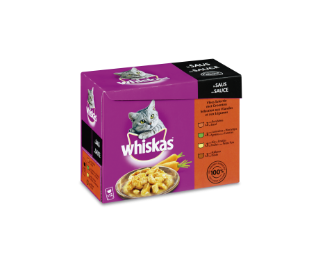 Whiskas kattenvoer Adult Vlees selectie in Saus 12 x 100 gr