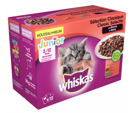 Whiskas kattenvoer Junior Classic in Saus 12 x 100 gr