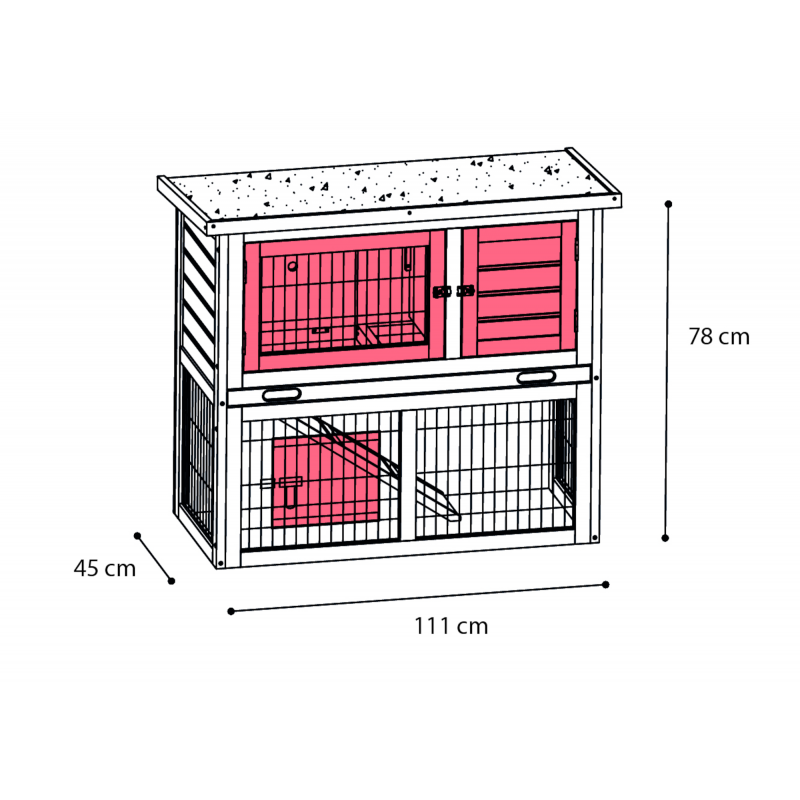 Refrein circulatie Verrast zijn Konijnenhok Loft Urban - 111x45x78cm kopen? | Dierenverblijf.com