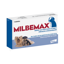 Milbemax Tabletten Kleine Hond/Puppy 0,5 - 10kg 4 Stuks