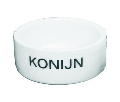 Stenen voerbak met opdruk 'konijn' Stenen voerbak met opdruk 'konijn'