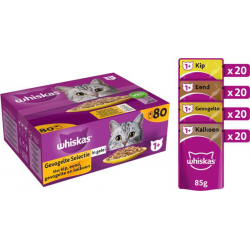 Whiskas Kattenvoer Adult Gevogelte Selectie in Gelei 80x85gr