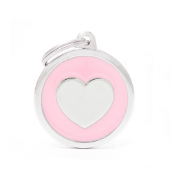 Penning enkelzijdig Hond Big Pink Circle Heart