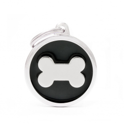 Penning enkelzijdig Hond Big Black Circle Bone