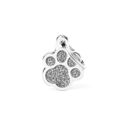 Penning enkelzijdig Hond Paw Glitter Grey