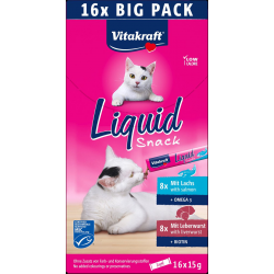 Vitakraft Liquid Snack Leverworst & Zalm 16x15gr