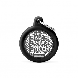Penning enkelzijdig Hond Black Rubber QRcode Hushtag Circle
