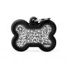 Penning enkelzijdig Hond Black Rubber QRcode Hushtag Bone