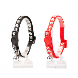 Duvo+ Kattenhalsband Pootjes Zwart/Rood