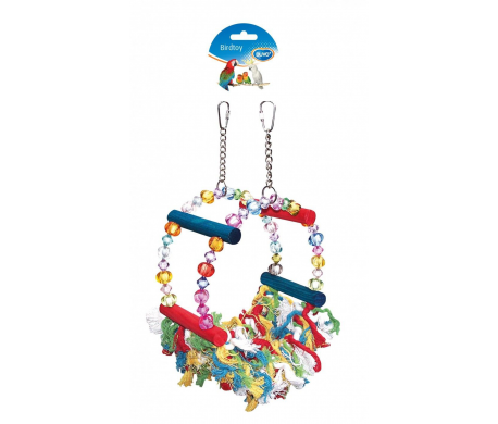 Birdtoy schommel met kralen en touw Birdtoy schommel met kralen en touw