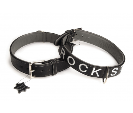 Leren halsband Rockstar Zwart Leren halsband Rockstar Zwart
