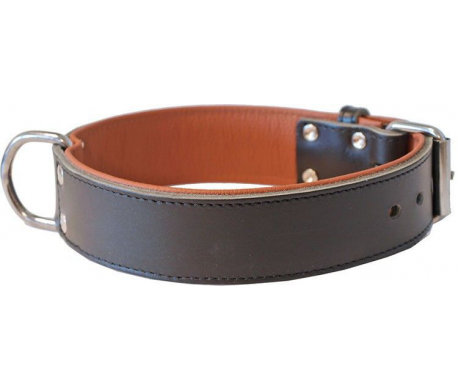 Luxe Leren Halsband Breed - Donkerbruin