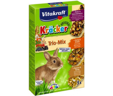 Vitakraft Kräcker Konijn 3 in 1 Popcorn/Groente/Honing Vitakraft Kräcker Konijn 3 in 1 Popcorn/Groente/Honing