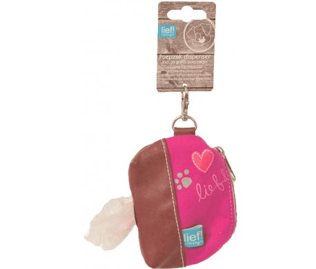 Lief! Poepzak Dispenser Roze/ Bruin Lief! Poepzak Dispenser Roze/ Bruin