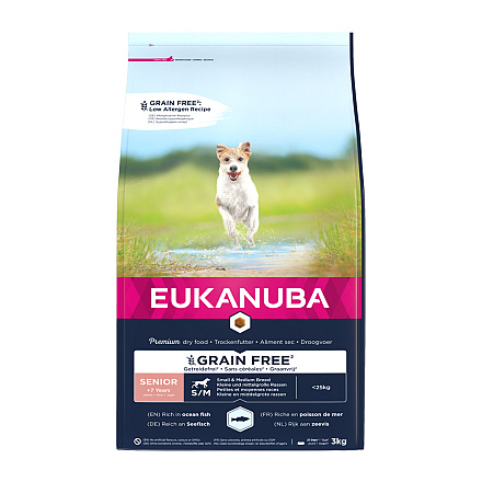 Eukanuba Hondenvoer Senior S/M Grainfree Oceanfish 3 kg