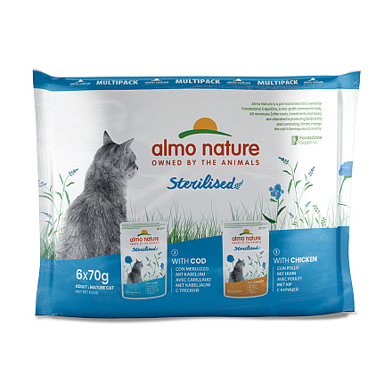 Almo Nature Kattenvoer Sterilised Kabeljauw&Kip 6x70 gr
