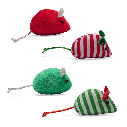 Beeztees Kerst Muizen Rood/Groen 4 st