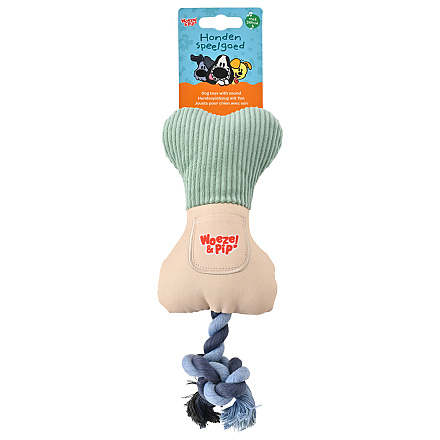 Woezel & Pip Snackbot met Touw en Piep Groen 20 cm