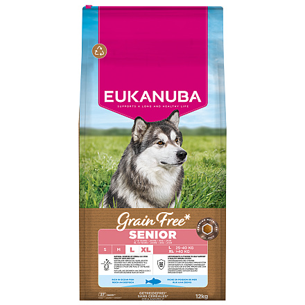 Eukanuba Hondenvoer Senior L/XL Grain Free Ocean Fish 12 kg