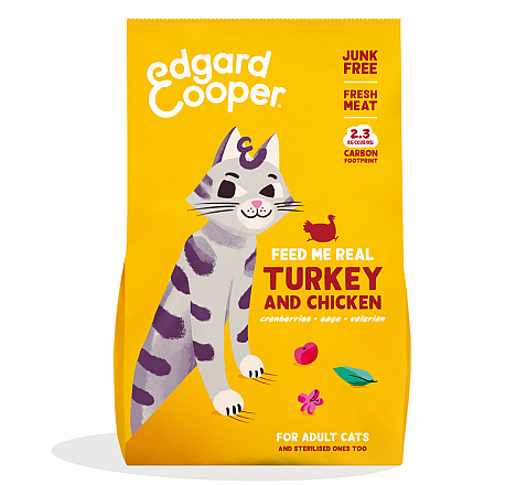 Edgard & Cooper kattenvoer Adult Kalkoen en Kip 325 gr