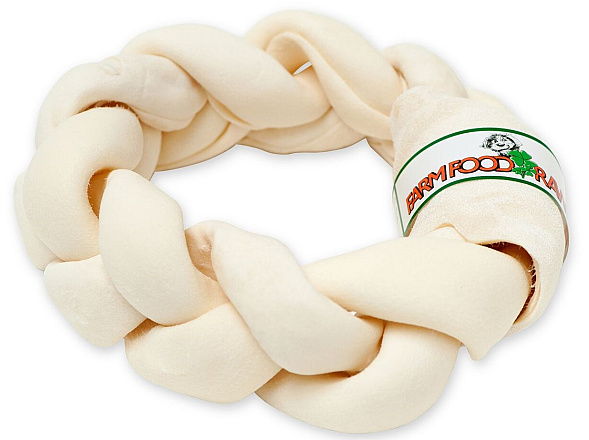 Farm Food Rawhide Dental gevlochten ring L