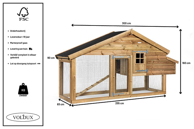 Voldux kippen- of konijnenhok Romy Rechts