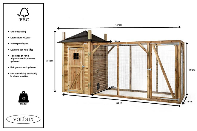 Voldux Kippen- of konijnenhok Hooiberg Eline XL
