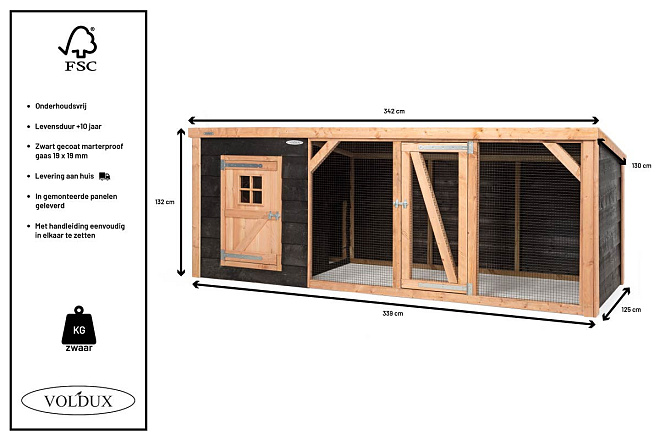 Voldux Kippen- of konijnenhok Milan XL