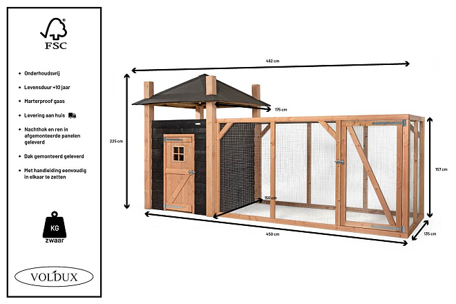 Voldux Kippen- of konijnenhok Hooiberg Niek XL